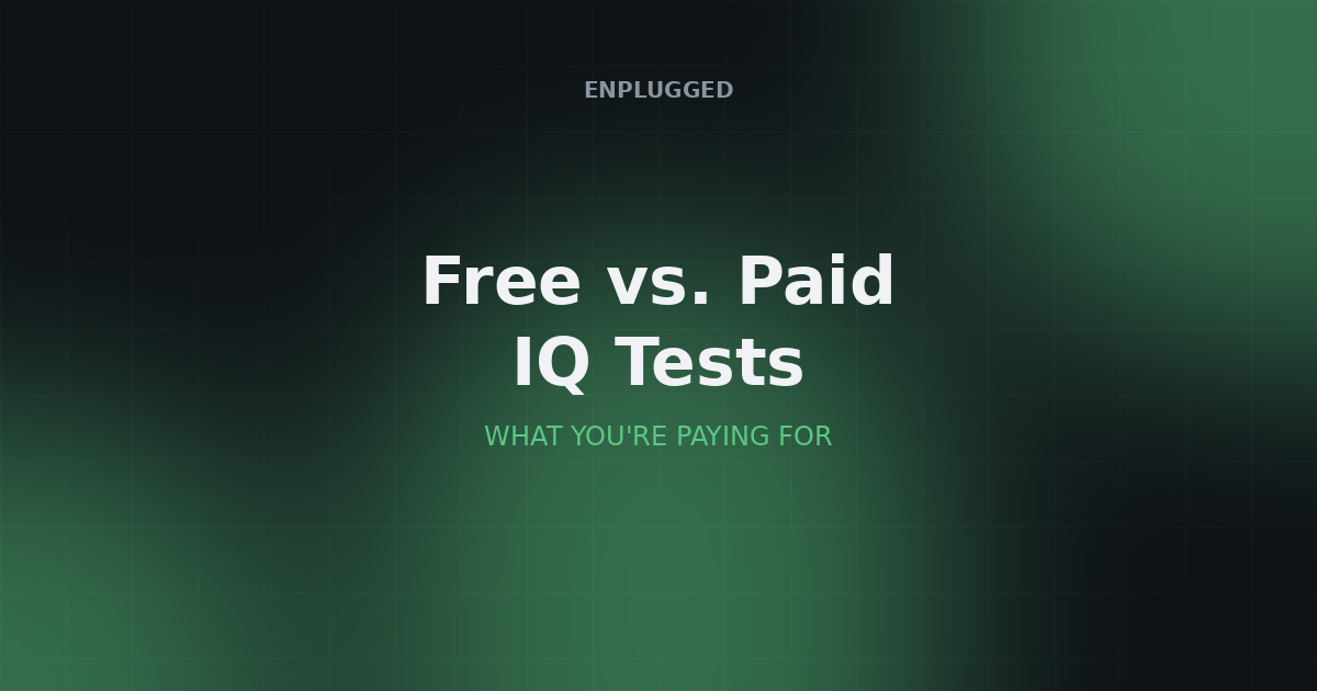 A scale comparing a free IQ test on one side and a paid IQ test on the other