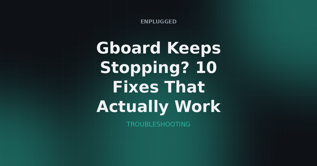 Abstract illustration of a smartphone keyboard with a warning triangle representing the Gboard keeps stopping error